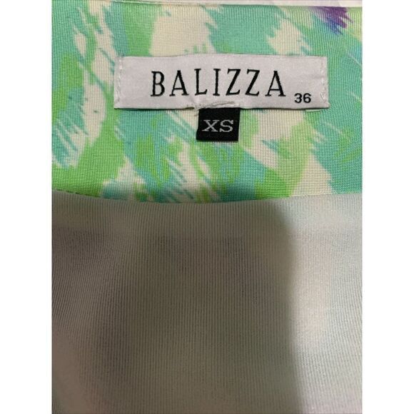 Balizza Green White Purple Blue Floral Rhinestone V Neck Tank Mini Dress Xs - Picture 3 of 5